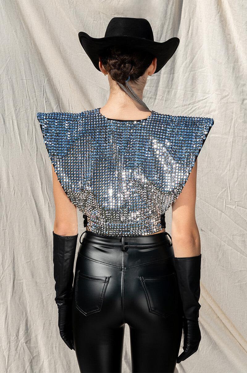 XENA STUDDED HARNESS BLOUSE