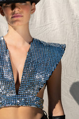XENA STUDDED HARNESS BLOUSE