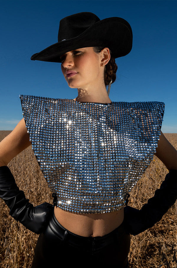 XENA STUDDED HARNESS BLOUSE