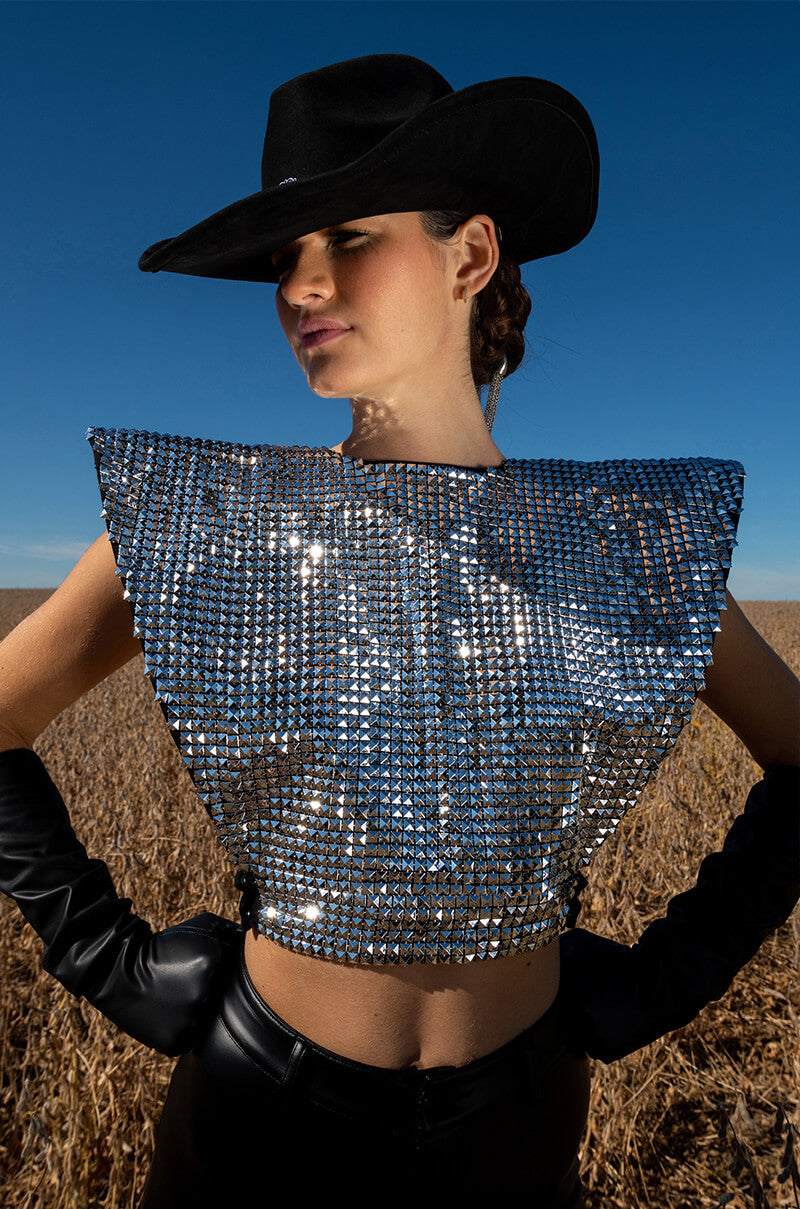 XENA STUDDED HARNESS BLOUSE