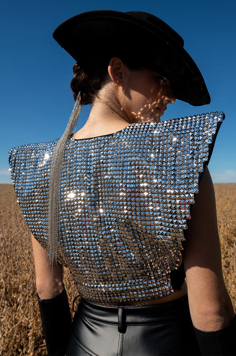 XENA STUDDED HARNESS BLOUSE