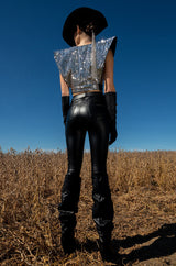 XENA STUDDED HARNESS BLOUSE