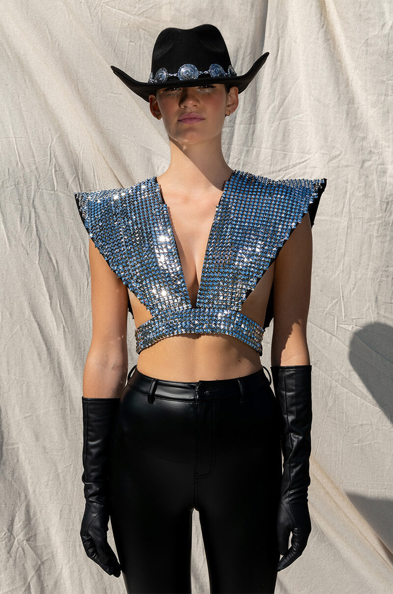 XENA STUDDED HARNESS BLOUSE