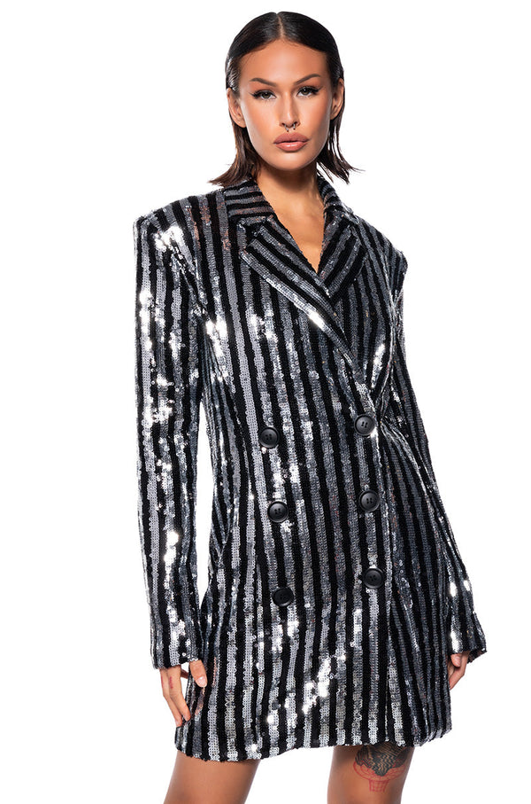YANNI SEQUIN BLAZER MINI DRESS