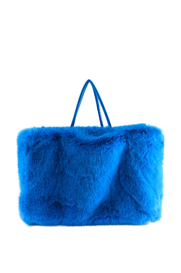 YETI LARGE FAUX FUR TOTE IN BLUE