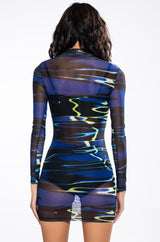 YONA MESH LONG SLEEVE MINI DRESS
