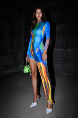 YOU NEVER KNOW FITTED ASYMMETRICAL MINI DRESS