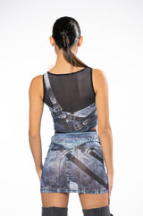 YOU THOUGHT WRONG PRINTED MESH SKIRT AND TOP SET