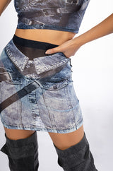 YOU THOUGHT WRONG PRINTED MESH SKIRT AND TOP SET
