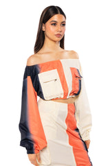 YOU WISH COLOR BLOCKED CARGO TOP