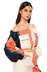 YOU WISH COLOR BLOCKED CARGO TOP