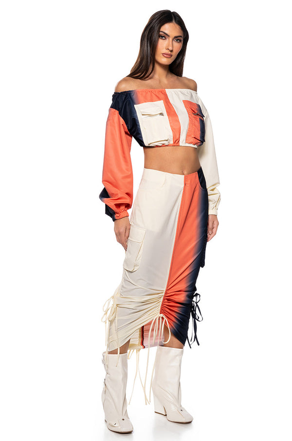 YOU WISH COLOR BLOCKED CARGO TOP