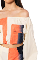 YOU WISH COLOR BLOCKED CARGO TOP