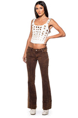 YOUNG & RECKLESS FAUX LEATHER CORSET TOP
