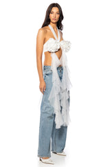 YOUR EYES ONLY RUFFLED BRA IN WHITE
