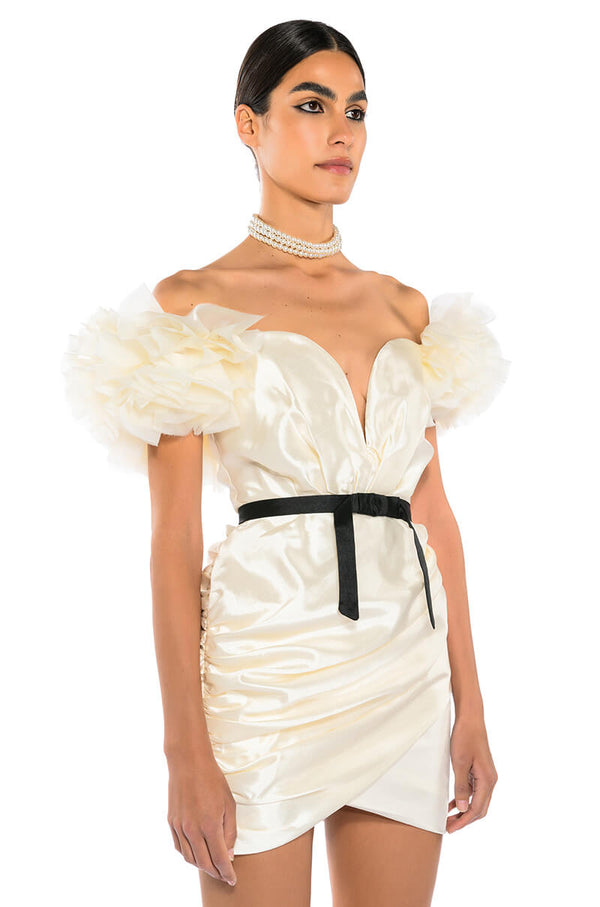 YOU'RE THE ONE THAT I WANT CORSET PUFF SLEEVE MINI DRESS
