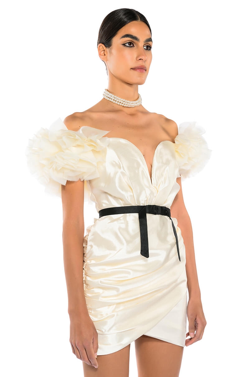 YOU'RE THE ONE THAT I WANT CORSET PUFF SLEEVE MINI DRESS