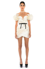 YOU'RE THE ONE THAT I WANT CORSET PUFF SLEEVE MINI DRESS