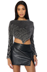 YOURS TONIGHT MINERAL WASH CROPPED SWEATER