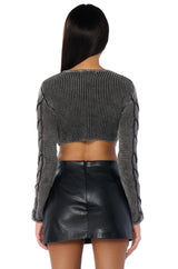 YOURS TONIGHT MINERAL WASH CROPPED SWEATER