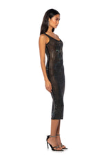 YULIA MESH SPARKLE MIDI DRESS