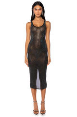 YULIA MESH SPARKLE MIDI DRESS