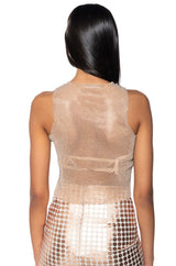 ZELDA RHINESTONE MESH SLEEVELESS TOP