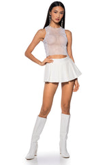 ZELDA RHINESTONE MESH SLEEVELESS TOP