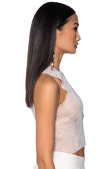ZELDA RHINESTONE MESH SLEEVELESS TOP
