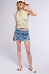 ZIP IT UP SLEEVELESS CROP TOP IN MINT