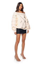 ZIP ME UP OFF THE SHOULDER SWEATSHIRT