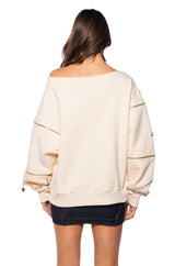 ZIP ME UP OFF THE SHOULDER SWEATSHIRT