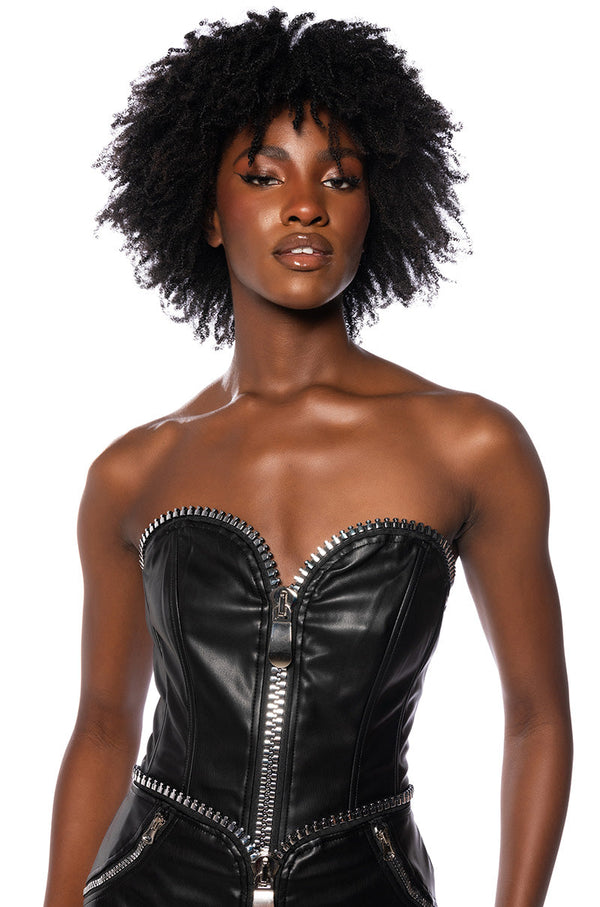 SANCTUARY STATEMENT ZIPPER CORSET IN BLACK