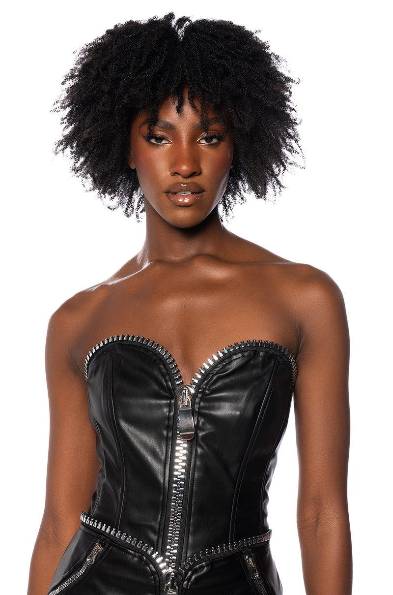 SANCTUARY STATEMENT ZIPPER CORSET IN BLACK