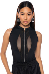 ZIPPER DETAIL SLEEVELESS BODYSUIT