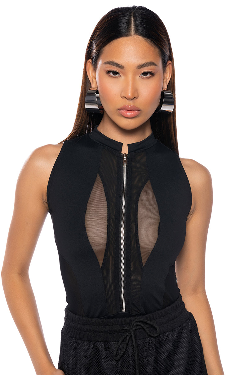 ZIPPER DETAIL SLEEVELESS BODYSUIT