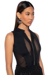 ZIPPER DETAIL SLEEVELESS BODYSUIT