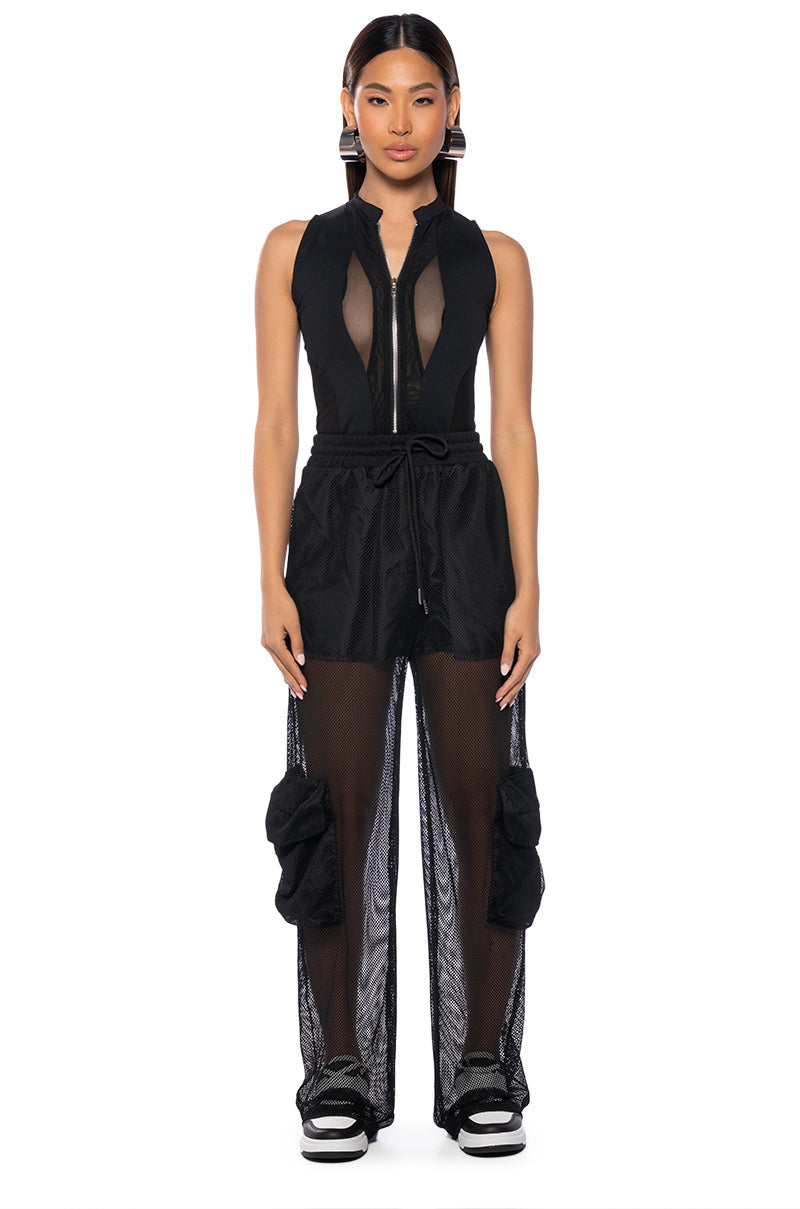 ZIPPER DETAIL SLEEVELESS BODYSUIT