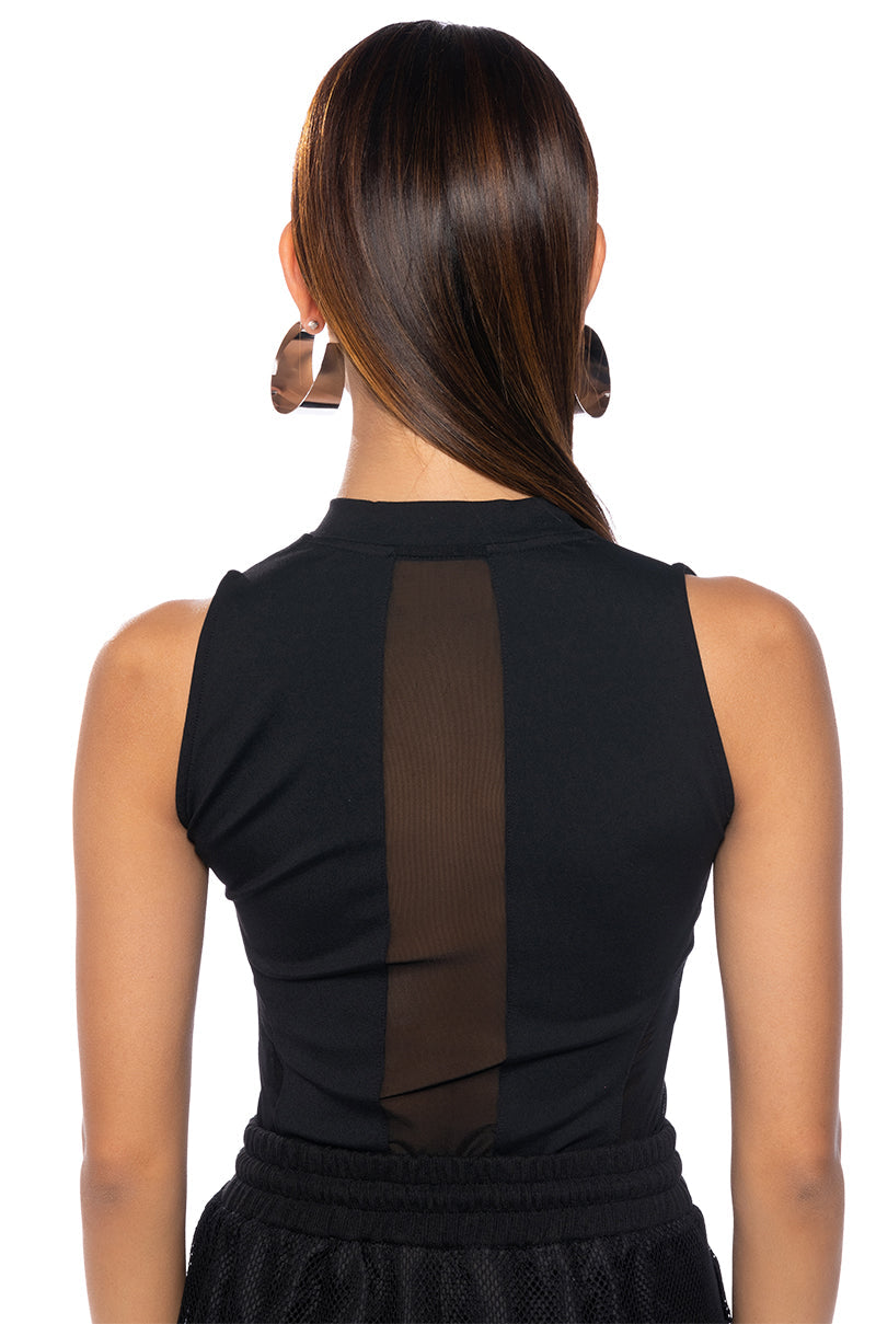 ZIPPER DETAIL SLEEVELESS BODYSUIT