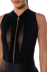 ZIPPER DETAIL SLEEVELESS BODYSUIT