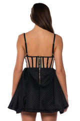 ZOEY CORSET FIT AND FLARE SLEEVELESS MINI DRESS