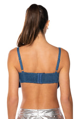 ZOEY DENIM FLOWER CROP TOP