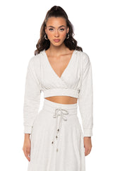 ZUMI CROPPED WRAP FRONT HOODIE