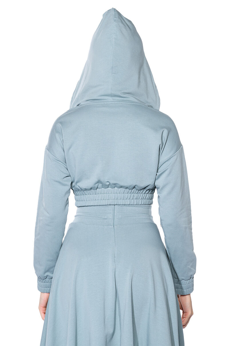 ZUMI CROPPED WRAP FRONT HOODIE