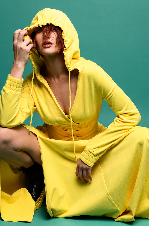 ZUMI CROPPED WRAP FRONT HOODIE