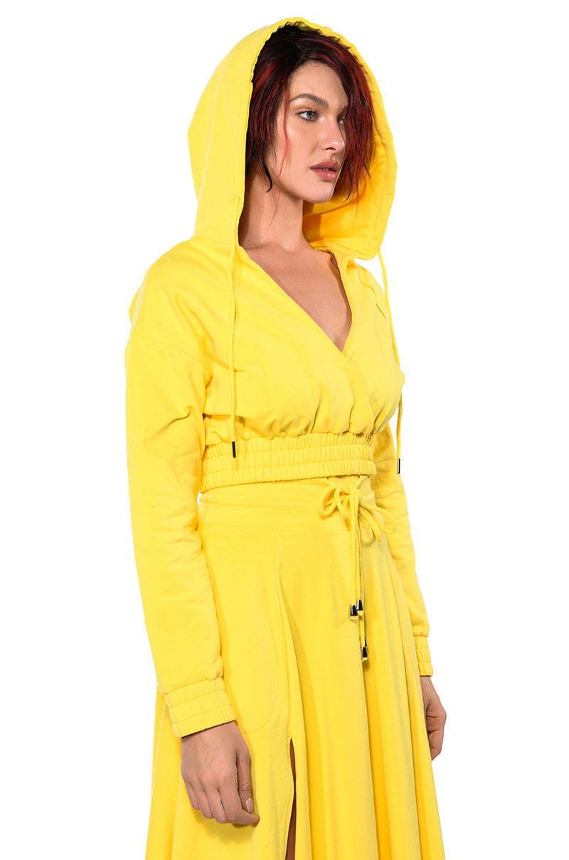 ZUMI CROPPED WRAP FRONT HOODIE