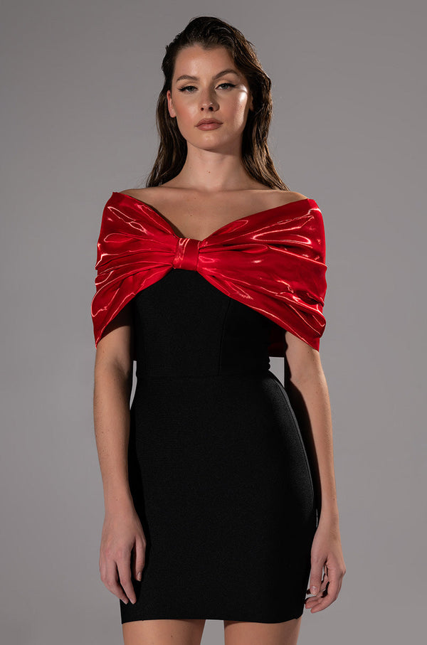 ZURI STATEMENT BOW BANDAGE MINI DRESS