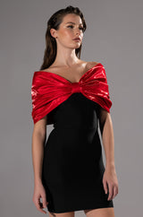 ZURI STATEMENT BOW BANDAGE MINI DRESS