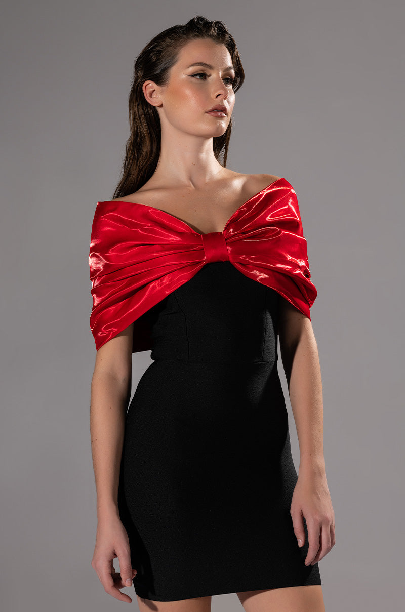 ZURI STATEMENT BOW BANDAGE MINI DRESS