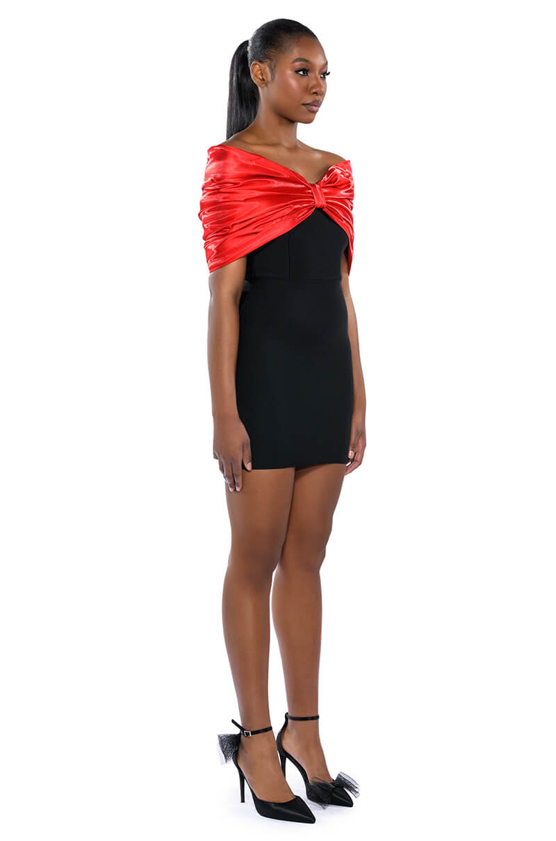 ZURI STATEMENT BOW BANDAGE MINI DRESS